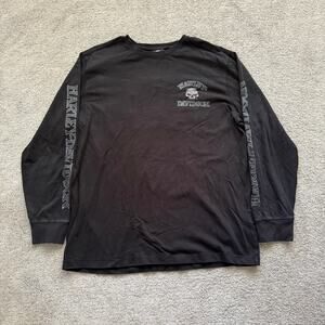 Harley Davidson Shirt Willie G Embroidered Black Skull Motorcycle Long Sleeve XL